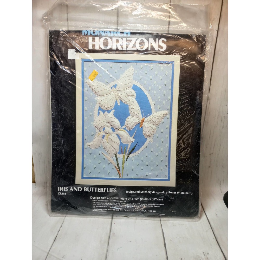 Vintage Monarch Horizons Iris and Butterflies cr102 Needlecraft NOS